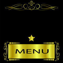 Black and Gold Menu Cover for a Elegant Restaurant