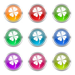 four-leaf clover colorful vector icons set