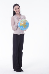 서서 제스처를 취하는 아시안 비즈니스 우먼