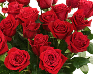 Colorful Flower Bouquet from Red Roses Isolated on White Backgro