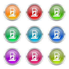 hybrid fuel colorful vector icons set