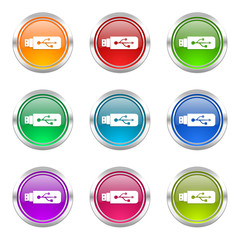 usb colorful vector icons set