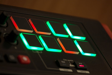 Colorful synthesizer buttons.