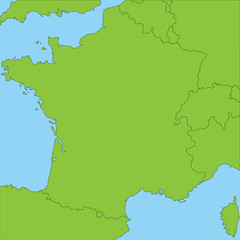 Frankreich mit Grenzen in grün