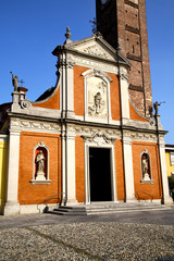 in  the mozzate  old    closed brick tower sidewalk italy  lomba