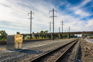 Fototapeta na wymiar Railroad tracks in Columbia, Pennsylvania.