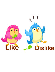 cute birds with opposite words