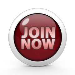 Join now circular icon on white background
