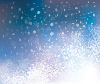 Vector winter snowflakes background.