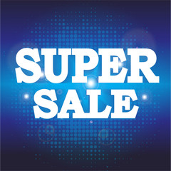 Super sale wording in pop art style on burst background