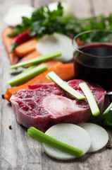 Raw fresh beef shin for making ossobuco