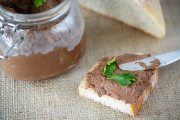 homemade liver pate with bread
