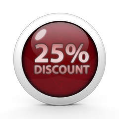 Discount 25 circular icon on white background