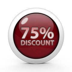 Discount 75 circular icon on white background