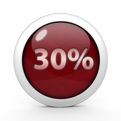 Thirty percent circular icon on white background