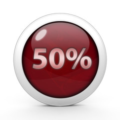 Fivety percent circular icon on white background