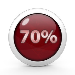 Seventy percent circular icon on white background