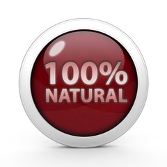 100% natural circular icon on white background