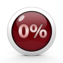 Zero percent circular icon on white background