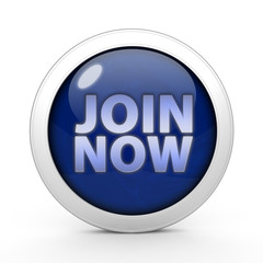 Join now circular icon on white background