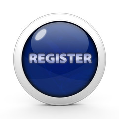 register circular button on white background