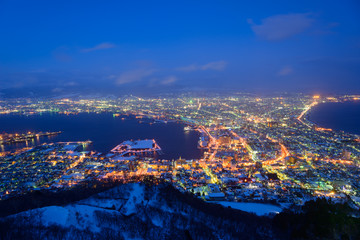 The city of Hakodate in the twilight