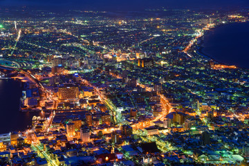 Obraz premium The city of Hakodate in the twilight