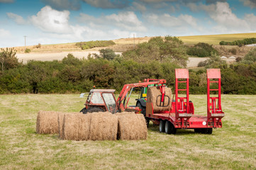 Tractor at Straw harvesting