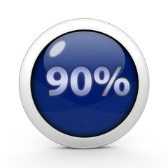 Ninety percent circular icon on white background