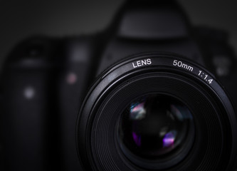 DSLR camera with 50mm lens.
