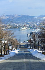 Hachimanzaka and the port of Hakodate in the city of Hakodate, H