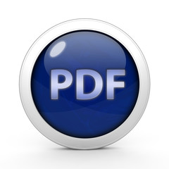 Pdf circular icon on white background
