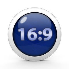 16:9 circular icon on white background