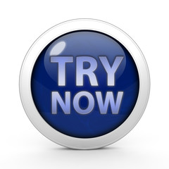 Try now circular icon on white background