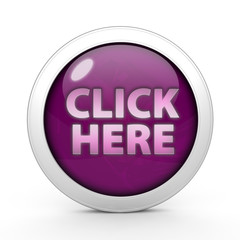 Click here circular icon on white background