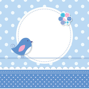 blue bird baby boy greeting card