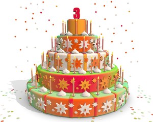 taart geleurd met cijfer 3