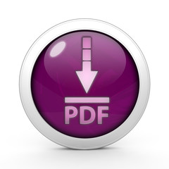 Pdf download circular icon on white background