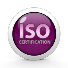 Iso certification circular icon on white background