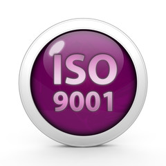 Iso 9001 circular icon on white background