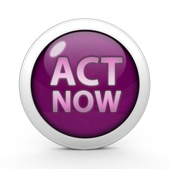 Act now circular icon on white background