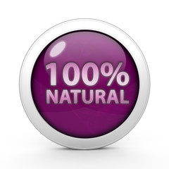 100% natural circular icon on white background