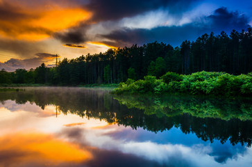 Sunset sky reflecting in a pond at Delaware Water Gap National R