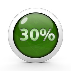 Thirty percent circular icon on white background