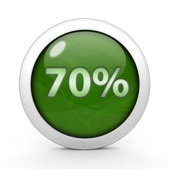 Seventy percent circular icon on white background
