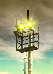 Loudspeakers on tower