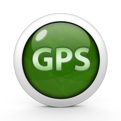 Gps circular icon on white background
