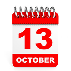 Calendar on white background. 13 October.