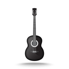 Fototapeta premium Vector of black acoustic guitar on isolated white background
