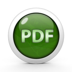 Pdf circular icon on white background